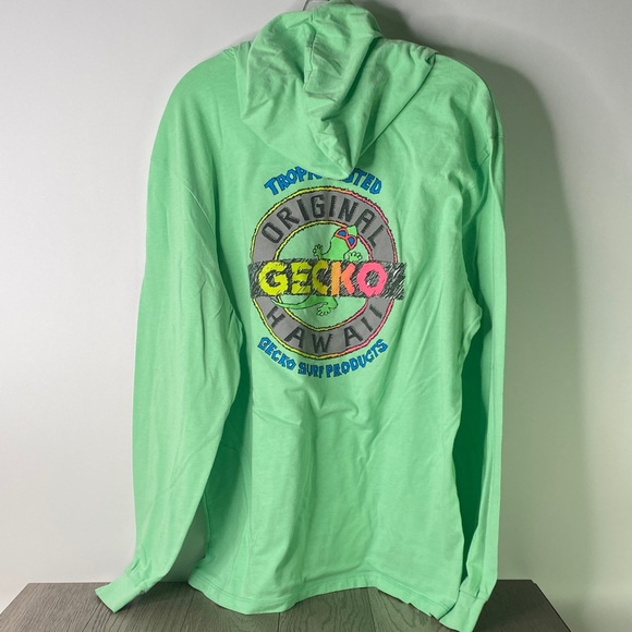 Gecko Men's Mint Green Long Sleeve Hooded Tee Men’s Size XL - Picture 1 of 5